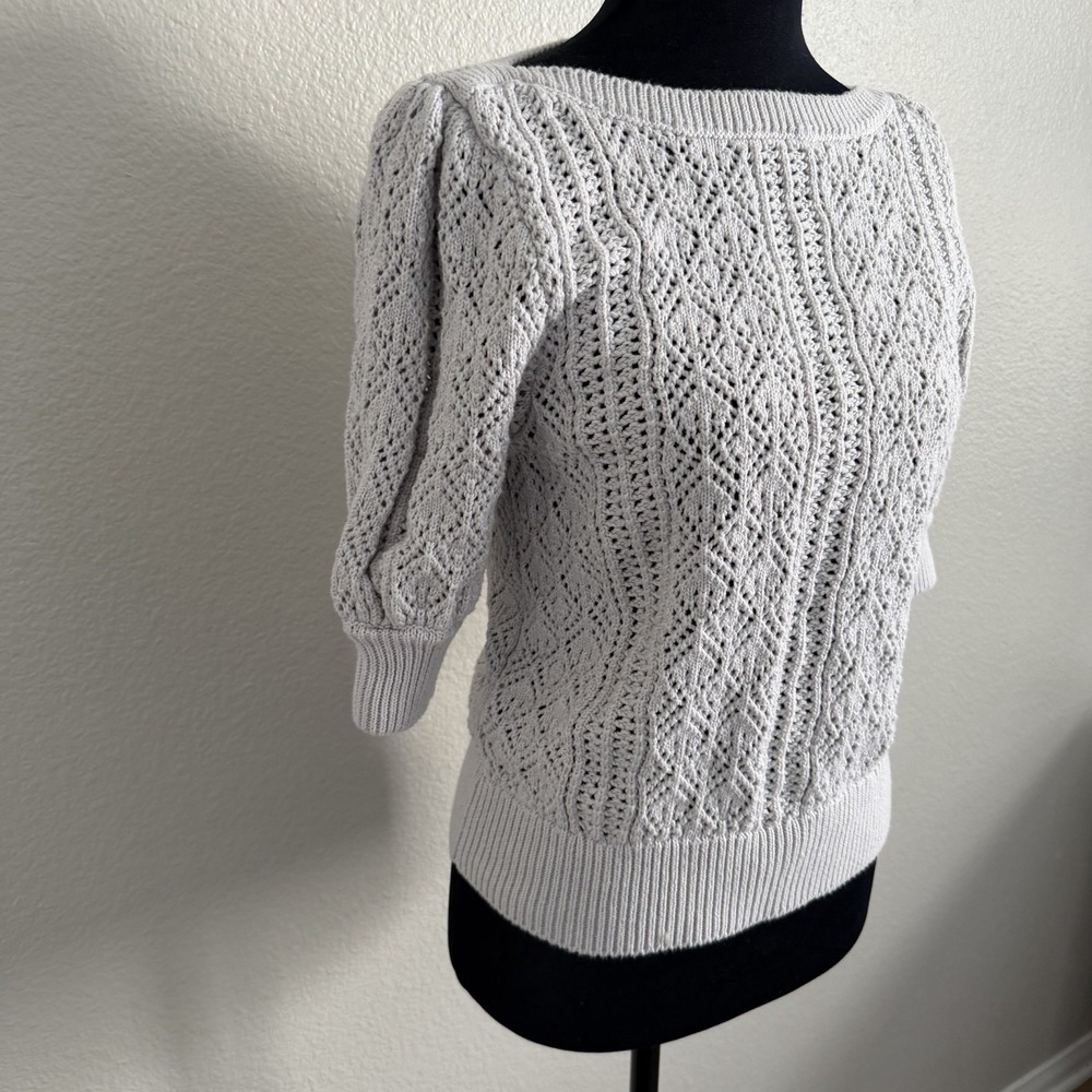 Elie Tahari Women's Small Short Sleeve Top Open Knit Chunky Cable Knit - Picture 2 of 5